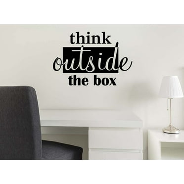 Think Outside The Box 22 X 15 Vinyl Wall Quote Decal Sticker Teacher School Decor Student Office Calligraphy Sticker Art Decor Motivational Inspirational Decorative Lettering