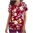 thumbnail image 2 of Rciityk Womens Nursing Scrub Tops Summer Floral Printed Working Uniform Short Sleeve V Neck Workwear Blouse T-shirt with Pockets, 2 of 5