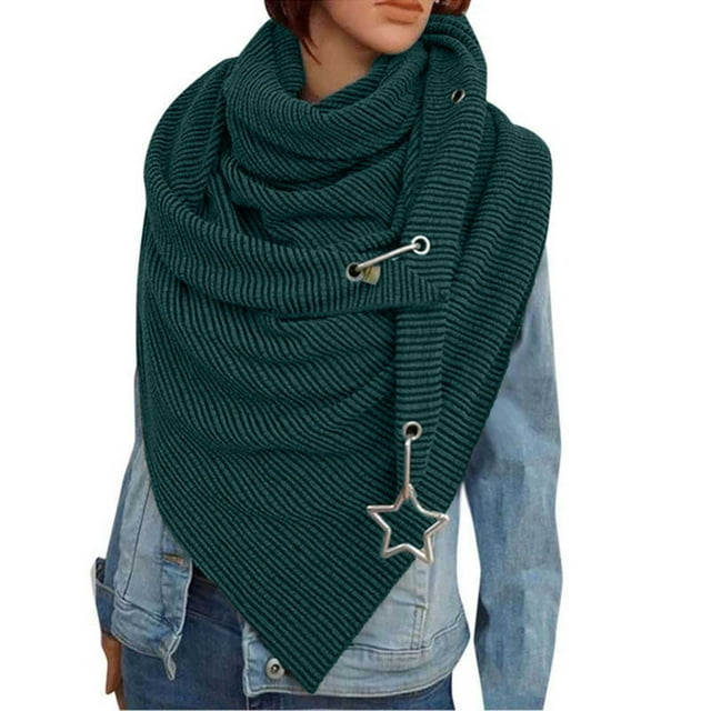 Bufandas de invierno para mujer, color liso, decoración de estrellas, estilo retro, cálidas, para mujer