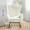 thumbnail image 2 of Modern Teddy Fabric Nursery Rocking Chair, Accent Rocker Chair with High Backrest for Nursery, Accent Glider Rocker Rocking Accent Chair for Living Room Bedroom Playroom, White, 2 of 11