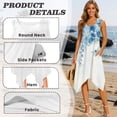 thumbnail image 6 of FUIALDOLG Summer Dresses for Women Lady Blue Flower Flowy Pleated Midi Dress Dragonfly Tank Dresses for Vacation,Cocktail Party,L, 6 of 7