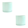 thumbnail image 2 of Destyer Cylindrical Flower Pots - Sturdy Ceramic Breathable Water Filtration System Straight Tube Matte Is DS light green M 2Set, 2 of 6