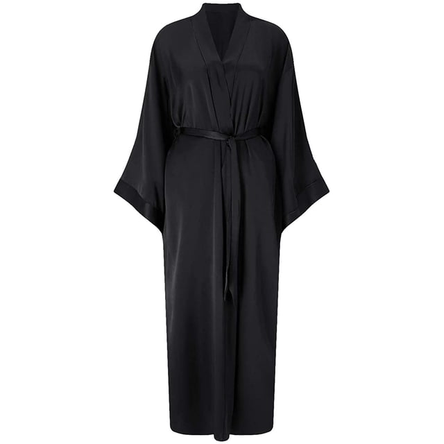 Women's Long Silk Robe Satin Kimono Lightweight Bathrobe for Bridesmaids