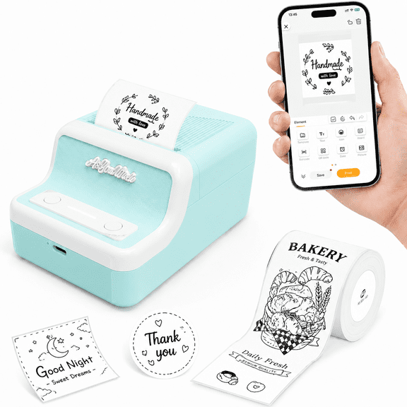 Label Maker Machine with Tape,HKHKPI Portable Bluetooth Thermal Labeler Inkless for School, Home, Small Business