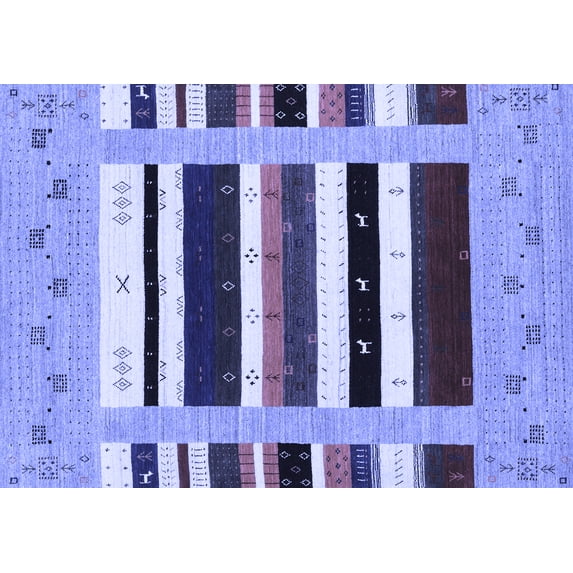 Ahgly Company Indoor Rectangle Abstract Blue Contemporary Area Rugs, 8' x 10'
