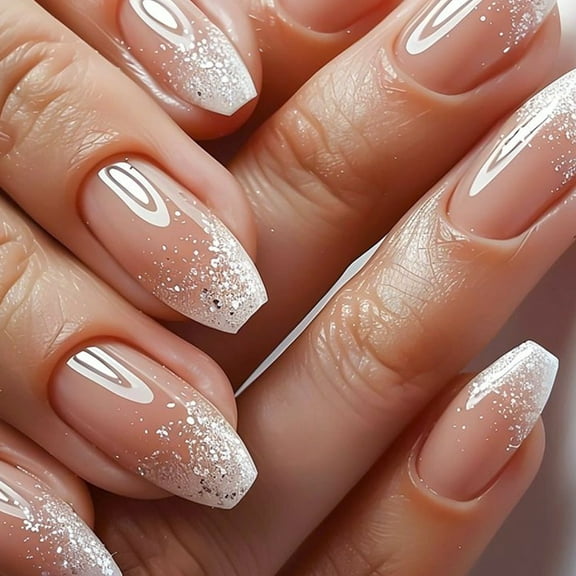 Short Square Nails Tips Fake Nails Glues On Nails On Nails Artificial False Nails for Womens Girls