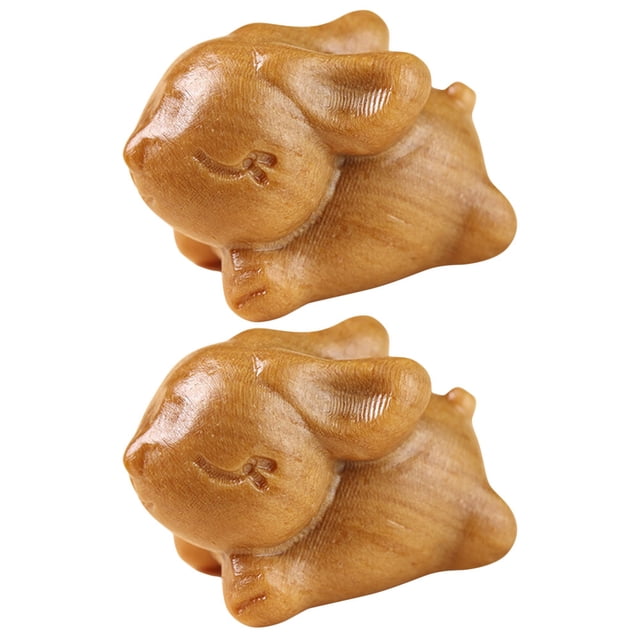 MasteelfCA 2pcs Wood Rabbit Charm Rabbit Hanging Ornament DIY Key Charm Wood Rabbit Craft