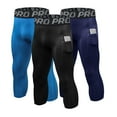 thumbnail image 1 of LANBAOSI 3 Pack Men 3/4 Compression Pants Male Athletic Leggings with Pocket Size X-Large, 1 of 6