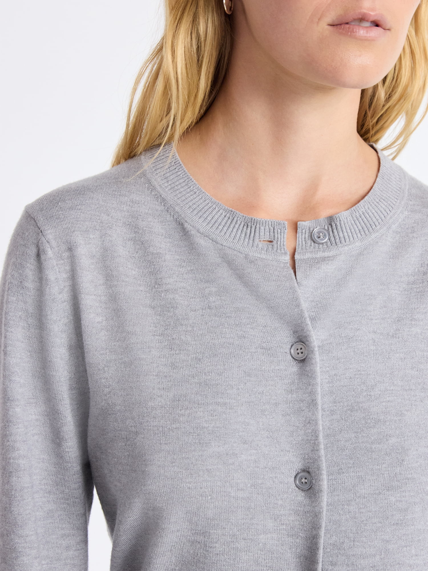 Free Assembly Women's and Women's Plus Solid, Stripe, & Print Classic Cozy Yarn Cardigan Sweater, Lightweight, Sizes XS-4X