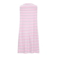 thumbnail image 4 of Camisas de Vestido Casual para las Mujeres sin Mangas Cuello Redondo Raya Impresión Suelta Transpirable Rodilla Alta Vestido de Ropa Exterior, 4 of 6