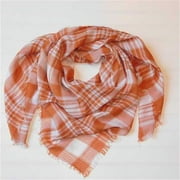 Soft Square Plaid Scarf - Burnt Orange & White