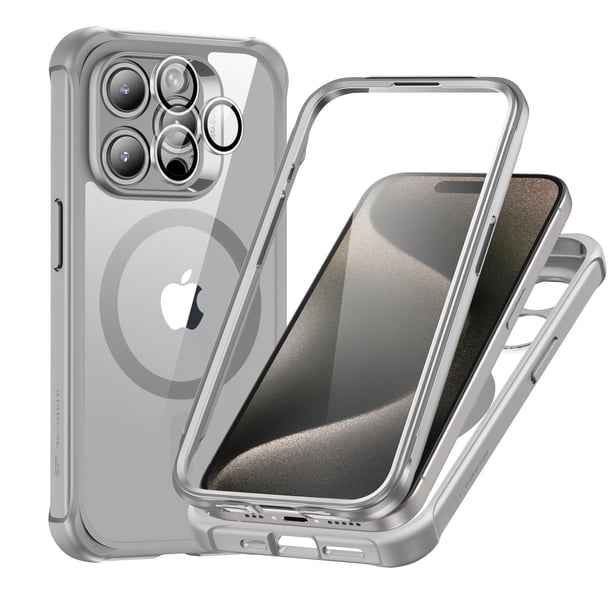 Funda ESR para iPhone 15 Pro Max con cristal templado gris transparente