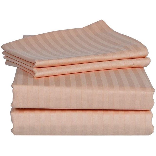 Alive Pixels Drap-Housse Rayé Pêche 100 pour Cent Coton 1-Pc Drap-Housse avec Poche de 15 Pouces 200TC (Simple, Pêche)