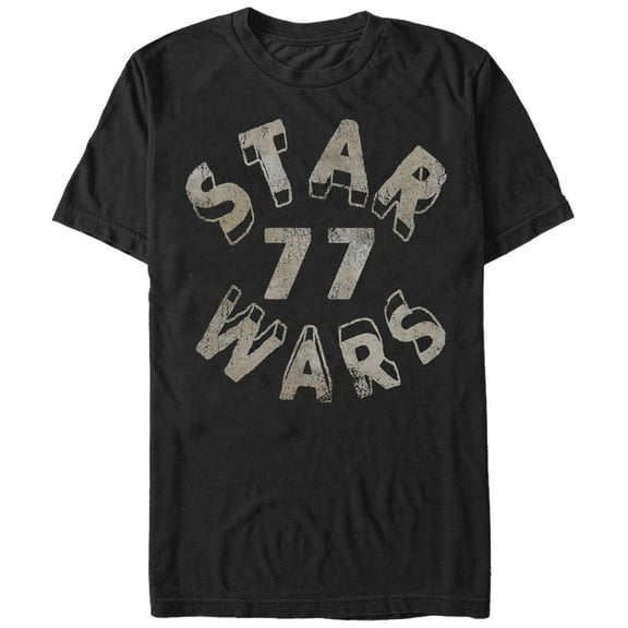Men's Star Wars Distressed 1977 Logo  Graphic Tee Black 2X Large