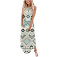 thumbnail image 1 of Fankiway Robe Longue Décontractée Sans Manches à Col en V Imprimée Ample + Poche Robes de Plage pour Femmes Grande Taille, 1 of 5
