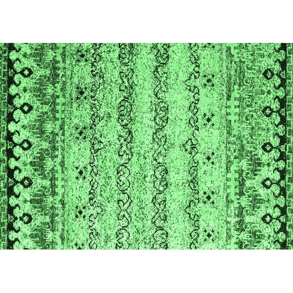 Ahgly Company Indoor Rectangle Abstract Emerald Green Contemporary Area Rugs, 3' x 5'