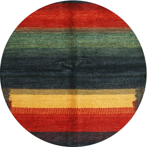 Ahgly Company Machine Washable Indoor Round Contemporary Antique Bronze Green Area Rugs, 6' Round