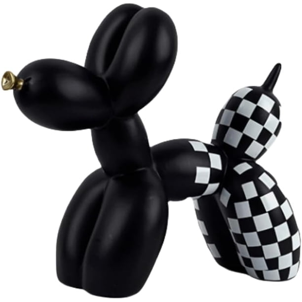 Adorno artístico y divertido con forma de perro con globos de colores vivos: decoración llamativa y divertida para el hogar y la oficina (blanco y negro)