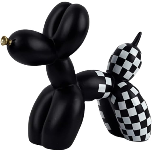 Adorno artístico y divertido con forma de perro con globos de colores vivos: decoración llamativa y divertida para el hogar y la oficina (blanco y negro)