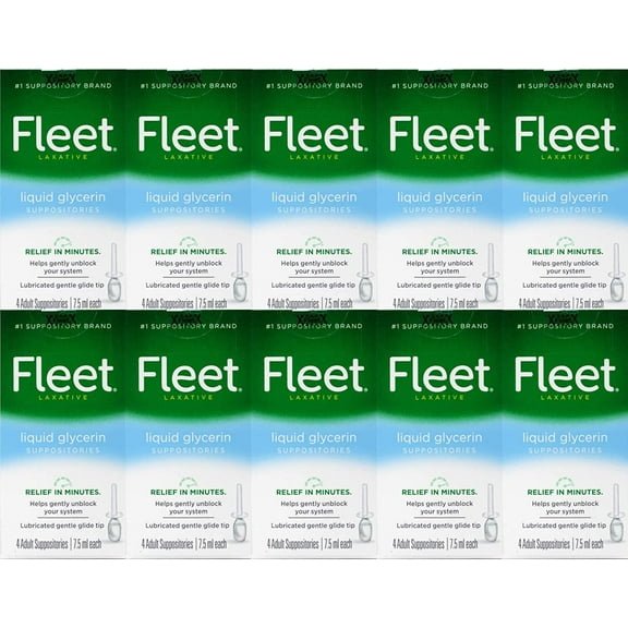 Fleet Liquid Glycerin Suppository Laxative, Gentle Glide Tip, 4ct, 10-Pack