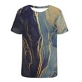 thumbnail image 4 of Summer Tops for Women Casual Short Sleeve Flower Print Round Neck Elegant Loose Soft Blouse Black Womens Shirts L, 4 of 5