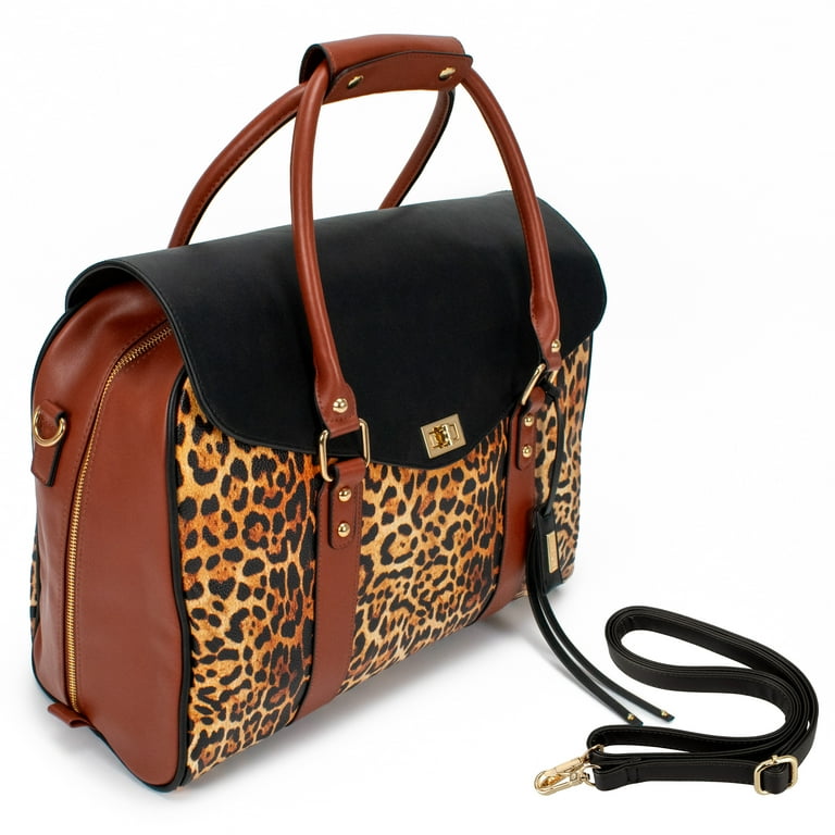 Badgley Mischka Women s Leopard Travel Tote Weekender Duffle Bag
