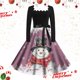 thumbnail image 1 of Vestido Informal Retro Con Cordones y Cuello Cuadrado de Manga Larga Con Estampado Navideño Para Mujer, Otoño E Invierno (6), 1 of 3
