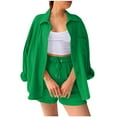 thumbnail image 4 of ReTeiv Women's Summer Two Piece Muslin Blouse Shirt And Shorts Clothes Two Piece Set Beach Outfit Set Two Piece Set Women, 4 of 5