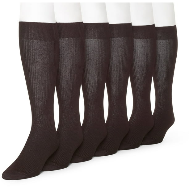 Men's Nylon Crew Socks, 6 Pack, 612, Black Walmart