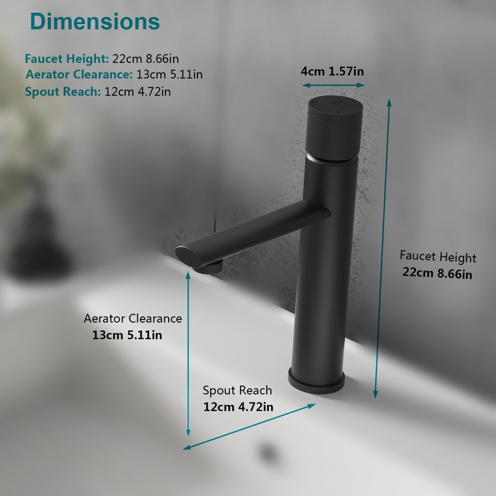 YZZY Single Hole Bathroom Sink Faucet Single Hanle Lavatory Basin Faucet Modern Black Vanity Sink Faucet