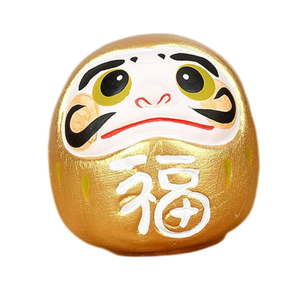 Muñeca Daruma de estilo japonés, estatua decorativa, colección artesanal, cerámica. Naranja