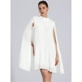thumbnail image 4 of DARING DIVA Flowy Cloak Sleeve Cape Pleated Chiffon Dress S White, 4 of 6