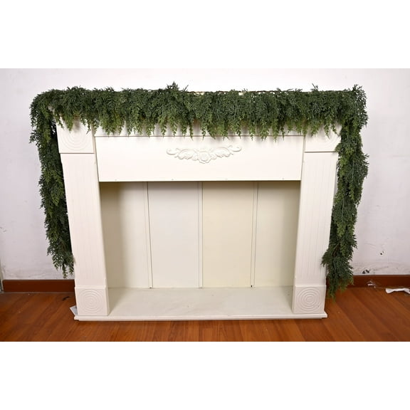 9ft Christmas Pine for Staircase Railing Soft Bendable Real Touch Artificial Cedar Pine Green Xmas Mantle Garland for Fireplace Porch Table Home Room Yard Christmas Indoor Outdoor Decor