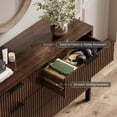 thumbnail image 6 of Fluted 6 Drawer Dresser for Bedroom 55" Wide Wooden Dresser TV Stand Modern Storage Organizer for Living Room, Hallway, Walnut, 6 of 12