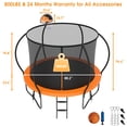 thumbnail image 6 of Jump Into Fun Trampoline, 8FT 800LBS Trampoline for 3-4 Kids, Pumpkin Trampolines with Enclosure, Basketball Hoop, Wind Stakes, Outdoor Galvanized Anti-Rust Coating Recreational Trampoline, 6 of 7