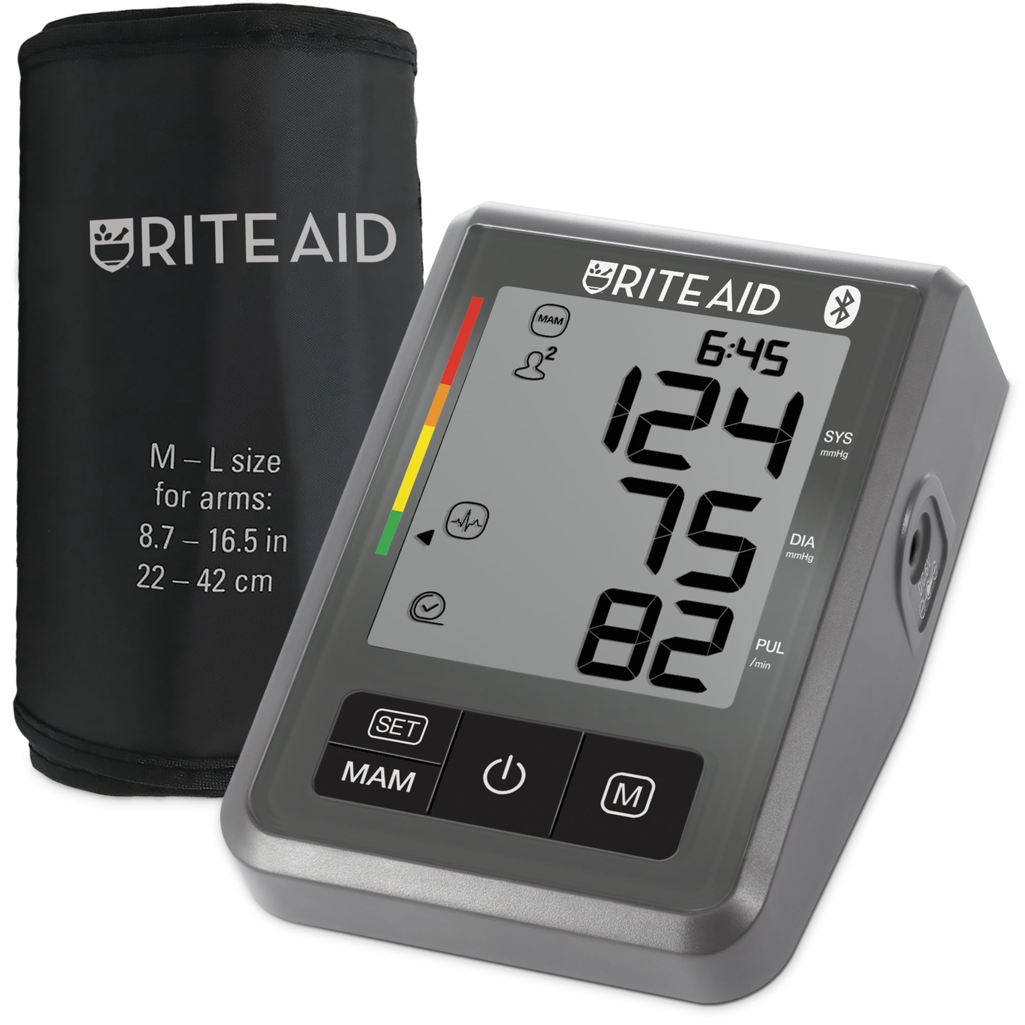 Rite Aid Series 600 Bluetooth Upper Arm Blood Pressure Monitor, 2 users, Stores 198 Measurements, Connect to Health App