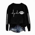 thumbnail image 6 of Towmus Womens Letter Tops Ladies Floral Print Loose Long Sleeve Sweatshirt Round Neck Pullover Top T-Shirt Top Autumn and Winter, 6 of 6