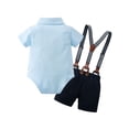 thumbnail image 3 of Infant Baby Boy Clothes Gentleman Outfits Suits Summer Short Sleeve Bowtie Bodysuit Shirts Suspender Shorts 3-24 Months, 3 of 8