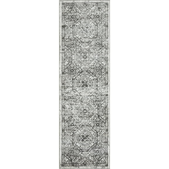 Loomaknoti Rhane Alvezi 2' x 7' Dark Grey Oriental Indoor Runner Rug