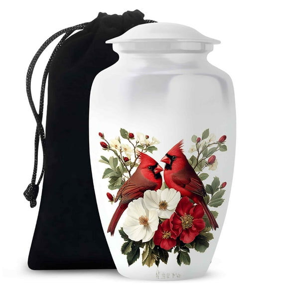 Red Cardinal bird urn For Human Ashes Adult Man & Women - Large Cremartion Urns For Adult Ashes - Decorative Funeral Ashes - 10 Inch