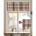 thumbnail image 5 of Red Brown Plaid Kitchen Valances for Windows Country Farmhouse Checkered Valance Curtains&nbsp; for Kitchen /Living Room/Bedroom/ Bathroom Decor, 54"x18 " ,Rod Pocket 1 Panel,, 5 of 7