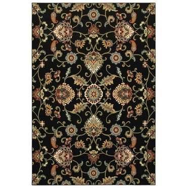 Oriental Weavers Kashan Area Rug 9946K Black Scrolls Borderless 7' 10" x 10' 10" Rectangle