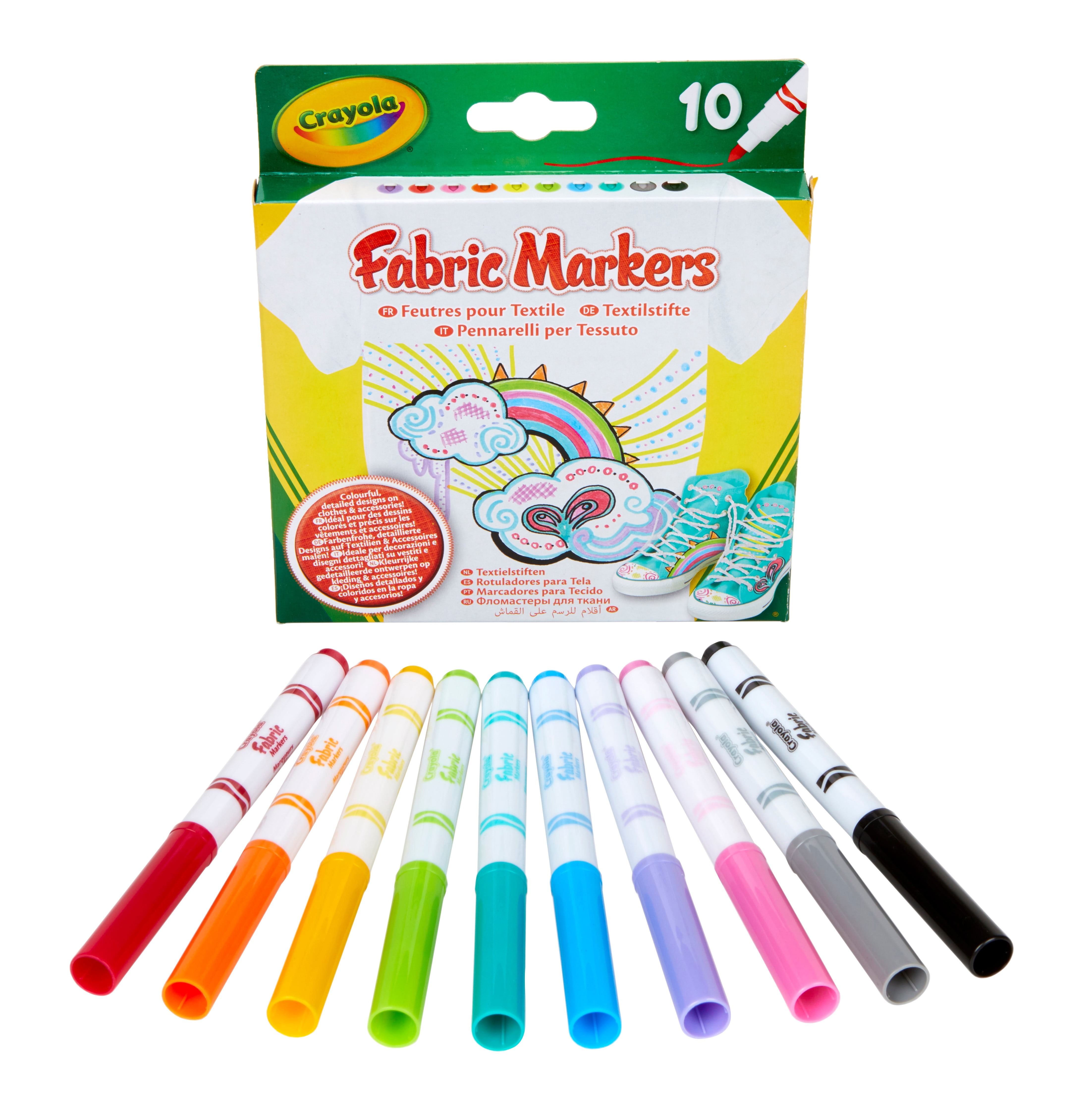 Crayola Bright Fabric Markers Set Of 10 Fine Point Assorted Colors - Office  Depot