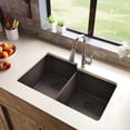 thumbnail image 4 of Elkay Quartz Luxe 33" x 20-1/2" x 9-1/2", Offset Double Bowl Undermount Sink, Maraschino, 4 of 6