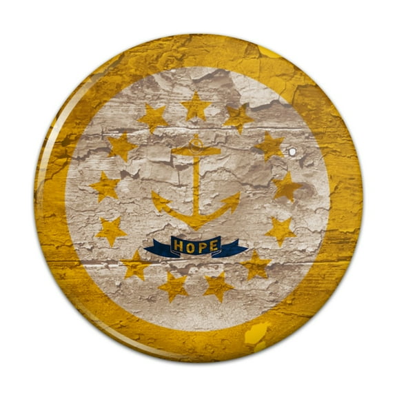 Rustic Distressed Rhode Island State Flag Pinback Button Pin