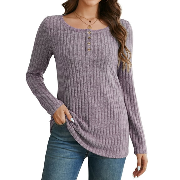 Long Sleeve Shirts for Women Casual Tunic Tops Dressy Crew Neck Pullover Fall Lightweight Sweaters