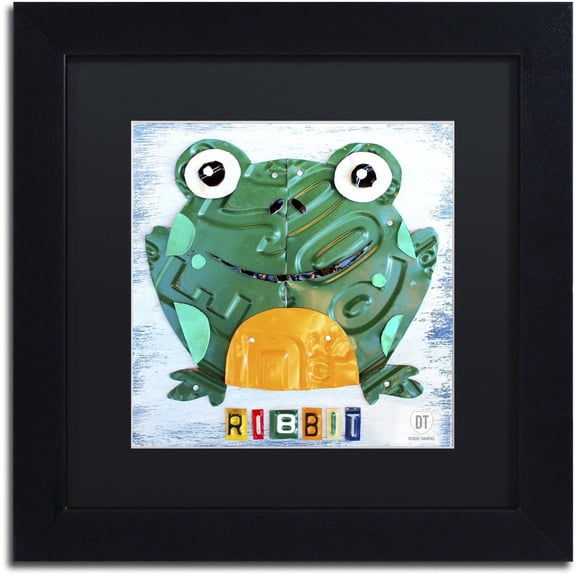 Trademark Fine Art 'Ribbit the Frog' Canvas Art by Design Turnpike, Black Matte, Black Frame