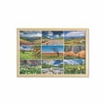 thumbnail image 1 of Summer Wall Art with Frame, Collage with Summer Scenery Majestic Mountains Waterfalls High Lands Environment, Printed Fabric Poster for Bathroom Living Room, 35" x 23", Multicolor, by Ambesonne, 1 of 2