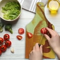 thumbnail image 3 of Beach Cutting Board, Silhouette of a Woman Lying in a Hammock at Majestic Sunset View Dream Print, Decorative Tempered Glass Cutting and Serving Board, Wine Bottle Shape, Burnt Orange, by Ambesonne, 3 of 5