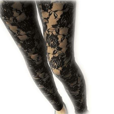 

Bagilaanoe Women Ladies Rose Pattern Lace Through Footless Tights Pantyhose Stockings